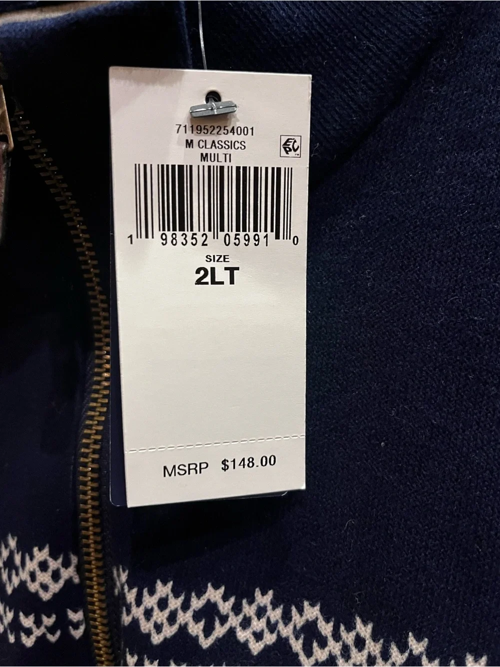Ralph Lauren Navy & Light Gray Snowflake Quarter Half-Zip Sweater
